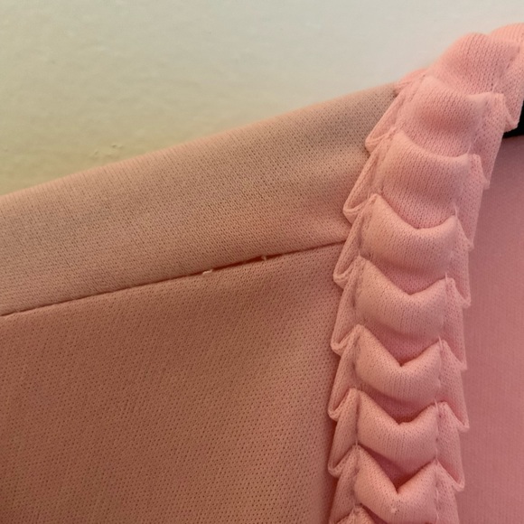 VTG Handmade Salmon pink cardigan with frosting ruffled edging. - Picture 3 of 10